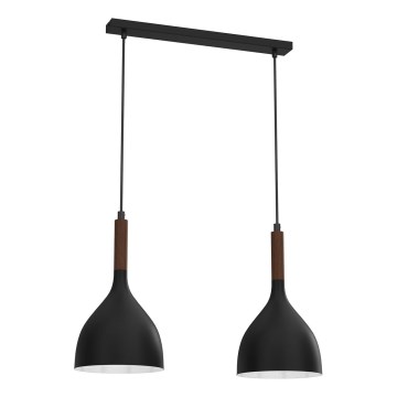 Lestenec na vrvici NOAK WOOD 2xE27/15W/230V črna/bukev