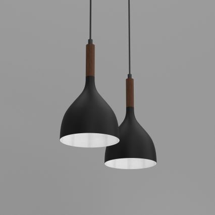Lestenec na vrvici NOAK WOOD 2xE27/15W/230V črna/bukev