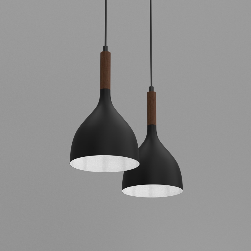 Lestenec na vrvici NOAK WOOD 2xE27/15W/230V črna/bukev