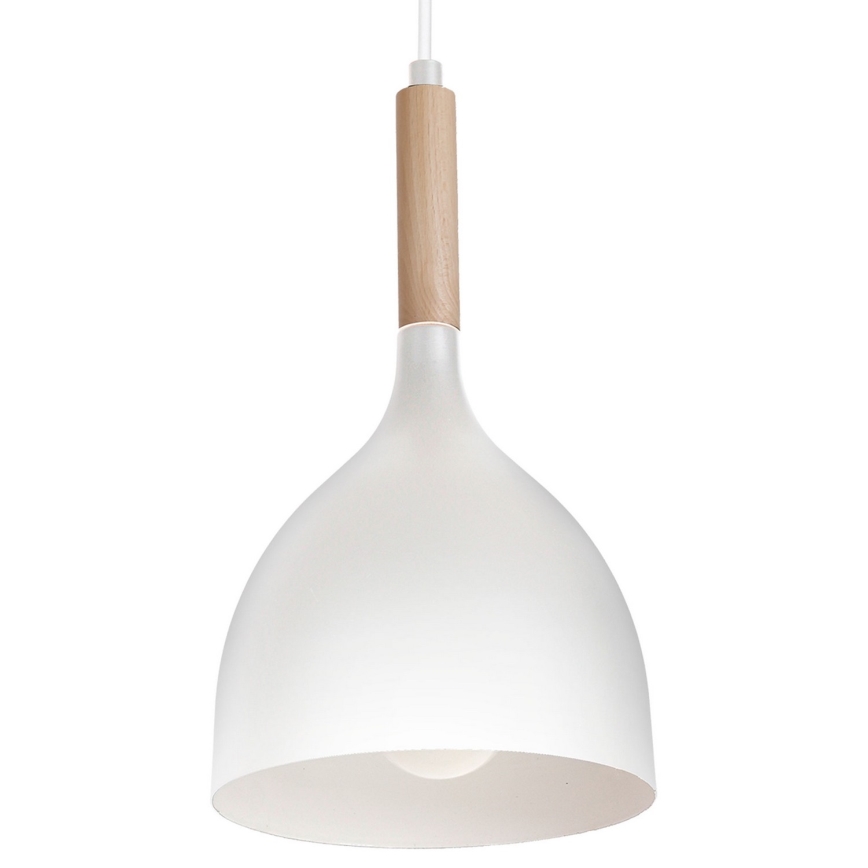 Lestenec na vrvici NOAK WOOD 3xE27/15W/230V bela/bukev