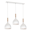 Lestenec na vrvici NOAK WOOD 3xE27/15W/230V bela/bukev