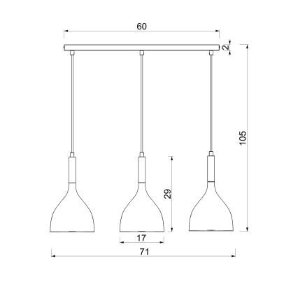 Lestenec na vrvici NOAK WOOD 3xE27/15W/230V bela/bukev