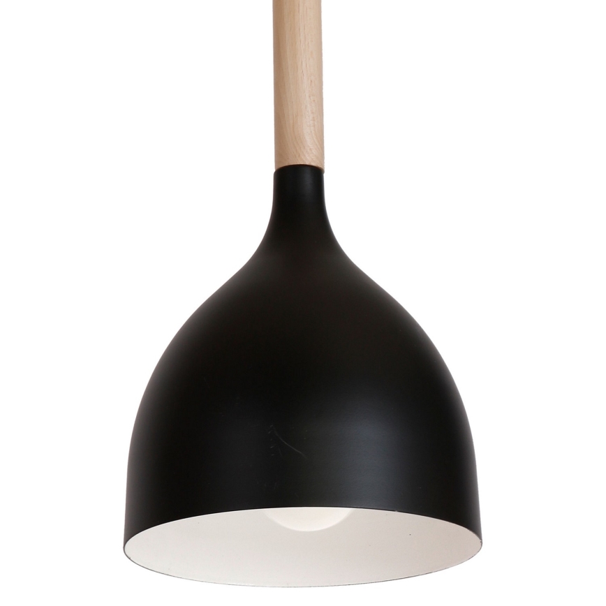 Lestenec na vrvici NOAK WOOD 3xE27/15W/230V črna/bukev