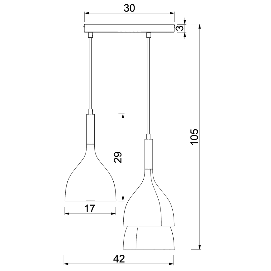 Lestenec na vrvici NOAK WOOD 3xE27/15W/230V črna/bukev