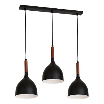 Lestenec na vrvici NOAK WOOD 3xE27/15W/230V črna/bukev