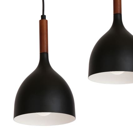 Lestenec na vrvici NOAK WOOD 3xE27/15W/230V črna/bukev