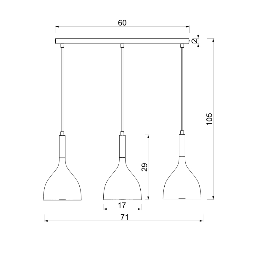Lestenec na vrvici NOAK WOOD 3xE27/15W/230V črna/bukev