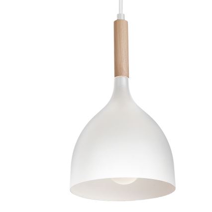 Lestenec na vrvici NOAK WOOD 4xE27/15W/230V bela/bukev