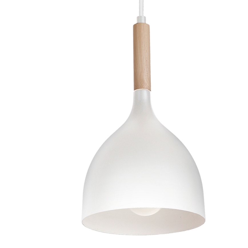 Lestenec na vrvici NOAK WOOD 4xE27/15W/230V bela/bukev
