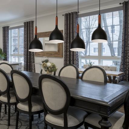 Lestenec na vrvici NOAK WOOD 4xE27/15W/230V črna/bukev