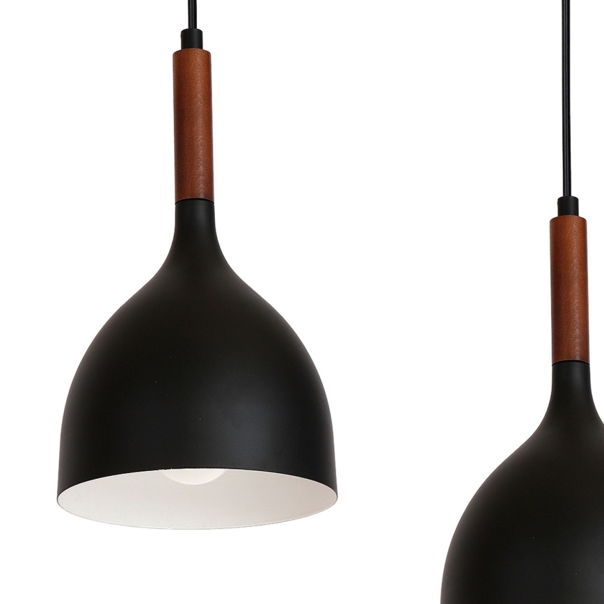 Lestenec na vrvici NOAK WOOD 4xE27/15W/230V črna/bukev