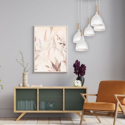 Lestenec na vrvici NOAK WOOD 5xE27/15W/230V bela/bukev