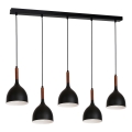 Lestenec na vrvici NOAK WOOD 5xE27/15W/230V črna/bukev