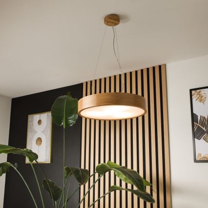 Lestenec na vrvici OAK 3xE27/60W/230V hrast ø 47,5 cm - FSC certifikat