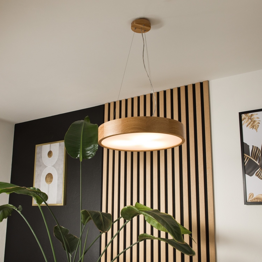 Lestenec na vrvici OAK 3xE27/60W/230V hrast ø 47,5 cm - FSC certifikat