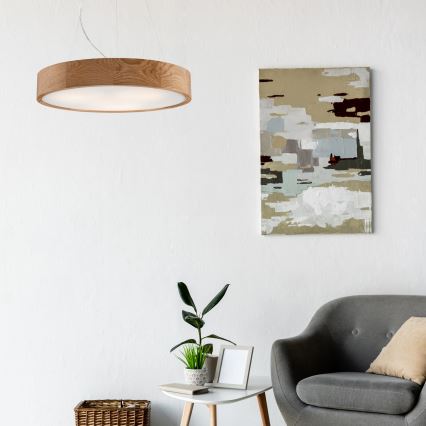 Lestenec na vrvici OAK 3xE27/60W/230V hrast ø 47,5 cm - FSC certifikat