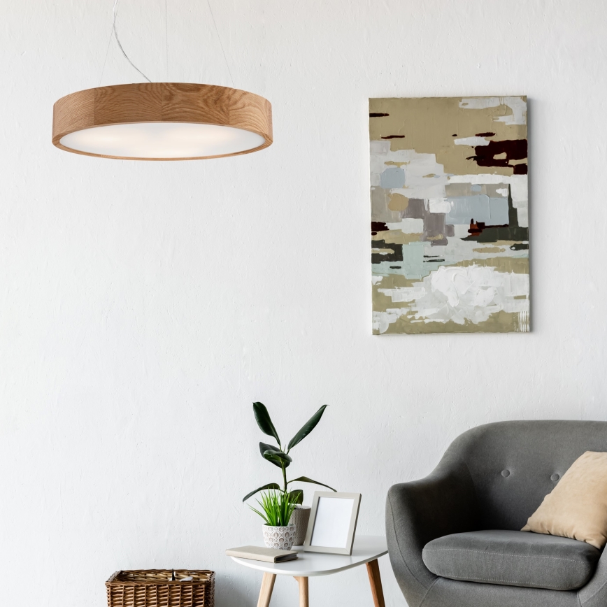 Lestenec na vrvici OAK 3xE27/60W/230V hrast ø 47,5 cm - FSC certifikat