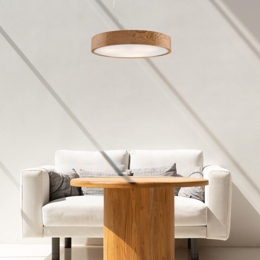 Lestenec na vrvici OAK 3xE27/60W/230V hrast ø 47,5 cm - FSC certifikat