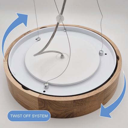 Lestenec na vrvici OAK 3xE27/60W/230V hrast ø 47,5 cm - FSC certifikat