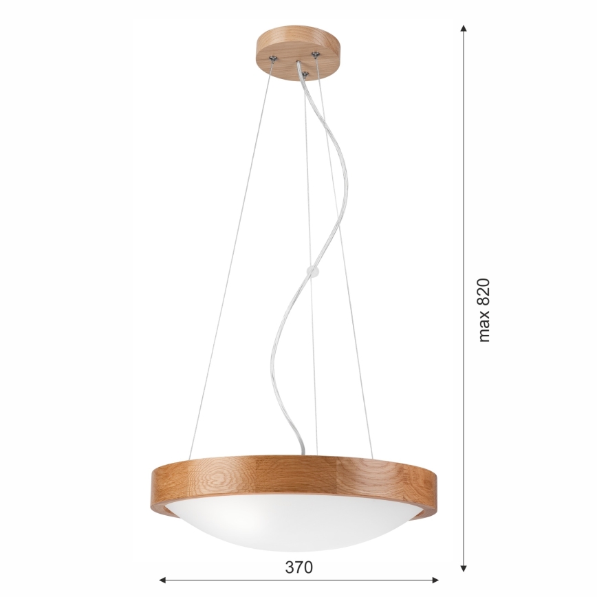 Lestenec na vrvici OAK SLIM 2xE27/60W/230V ø 37 cm hrast