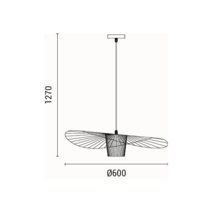 Lestenec na vrvici OGGI 1xE27/40W/230V pr. 60 cm črna