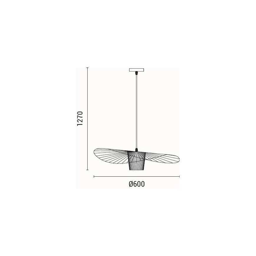 Lestenec na vrvici OGGI 1xE27/40W/230V pr. 60 cm črna