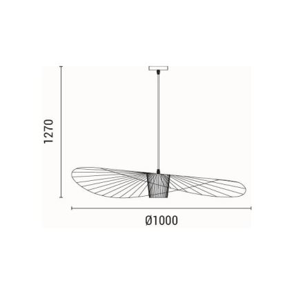 Lestenec na vrvici OGGI 1xE27/40W/230V pr. 100 cm črna