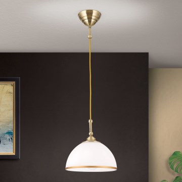 Lestenec na vrvici OLD LAMP 1xE27/40W/230V bela/medenina
