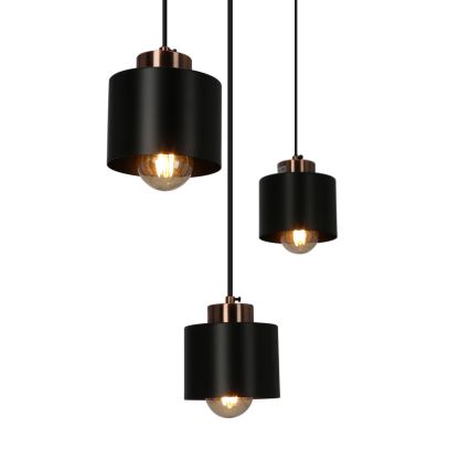 Lestenec na vrvici OLENA 3xE27/60W/230V črna