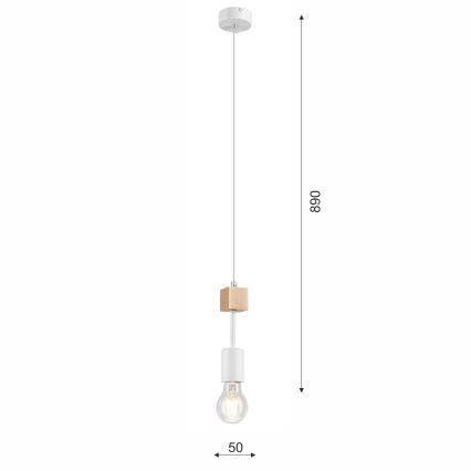 Lestenec na vrvici ORAZIO 1xE27/60W/230V bukev - FSC certifikat