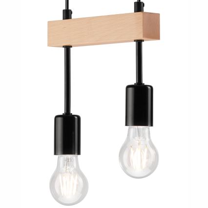 Lestenec na vrvici ORAZIO 2xE27/60W/230V bukev