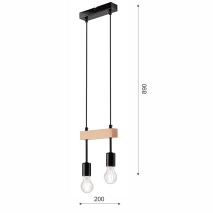 Lestenec na vrvici ORAZIO 2xE27/60W/230V bukev
