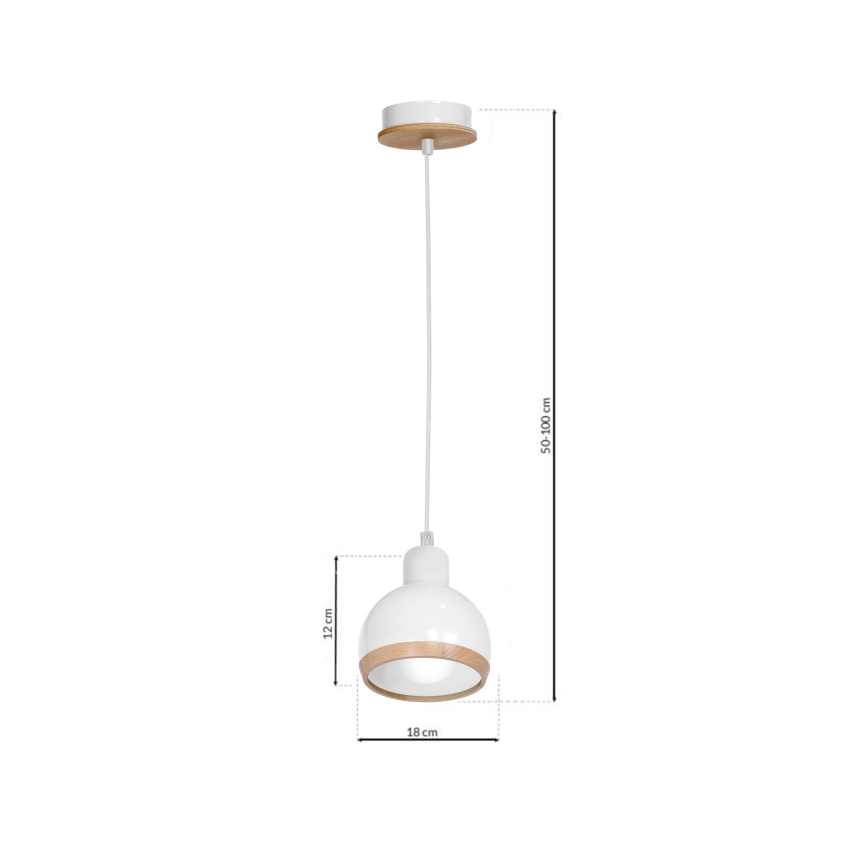 Lestenec na vrvici OVAL 1xE27/60W/230V bel