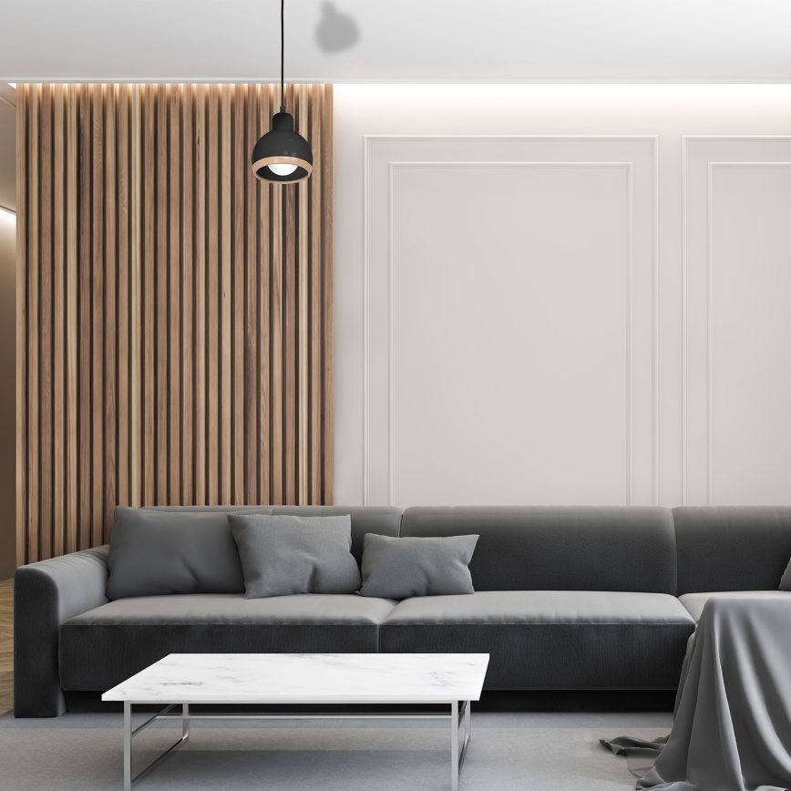 Lestenec na vrvici OVAL 1xE27/60W/230V črn