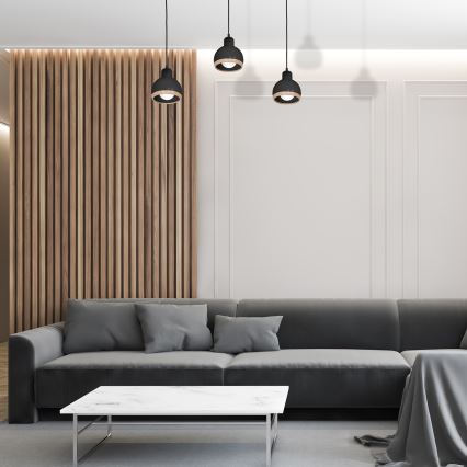 Lestenec na vrvici OVAL 3xE27/60W/230V črn