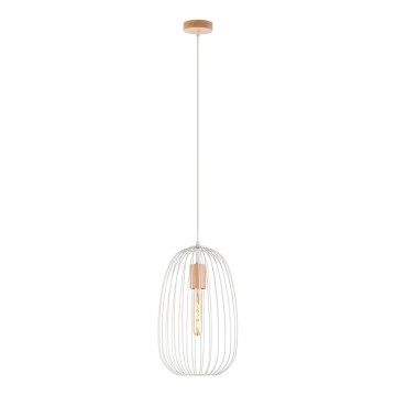 Lestenec na vrvici OVELLA 1xE27/15W/230V, premer 25 cm, kremno/borovo