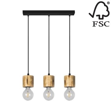 Lestenec na vrvici PINO 3xE27/60W/230V bor - FSC certifikat