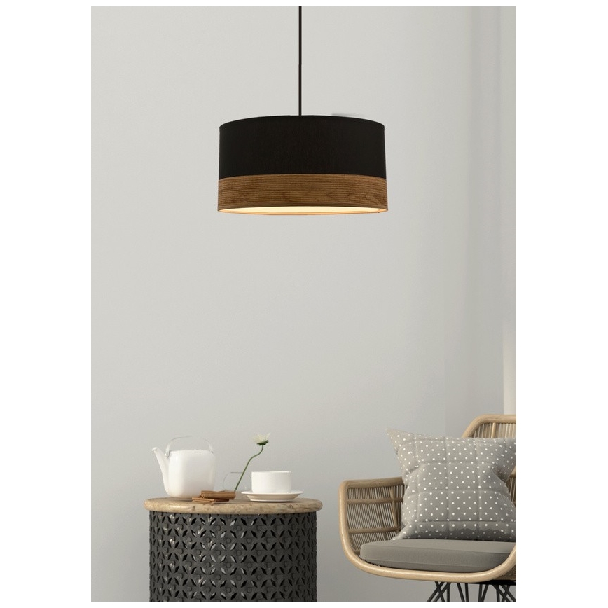 Lestenec na vrvici PORTO 1xE27/60W/230V črna/rjava