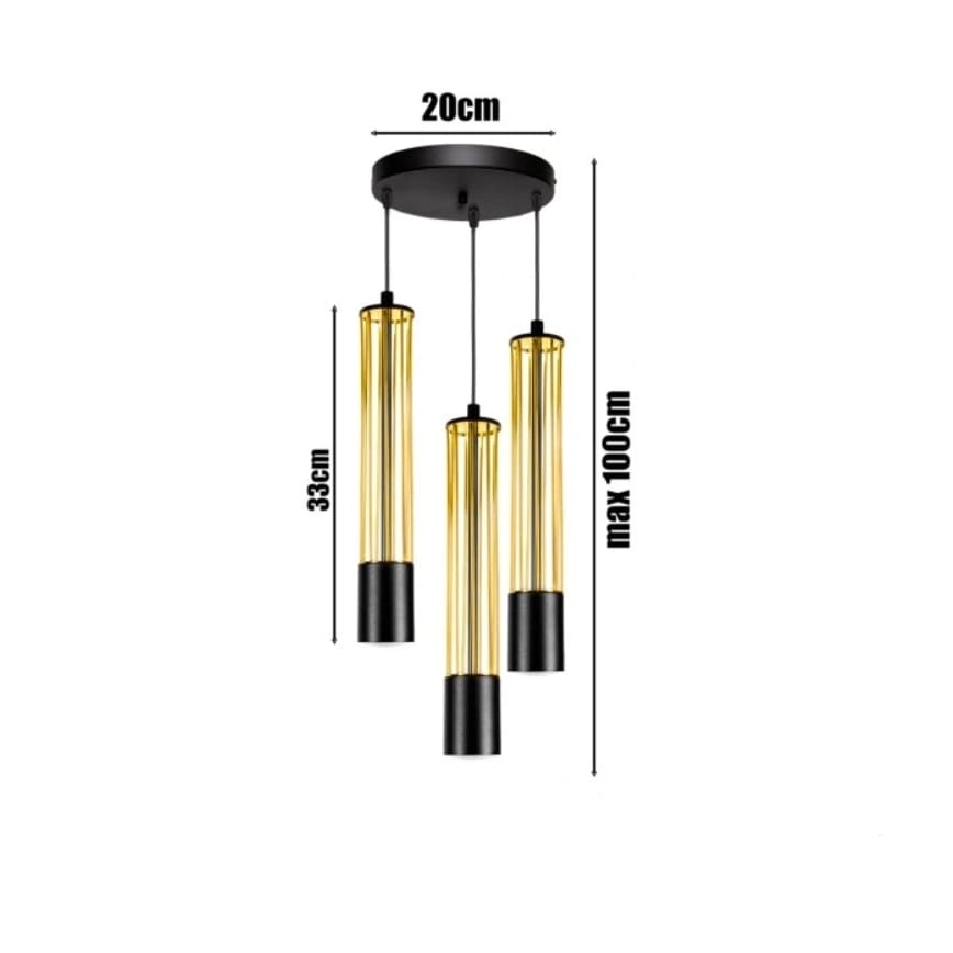 Lestenec na vrvici PRESCOT 3xGU10/40W/230V zlata