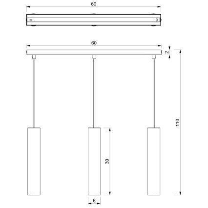 Lestenec na vrvici RAITO 3xGU10/8W/230V črna