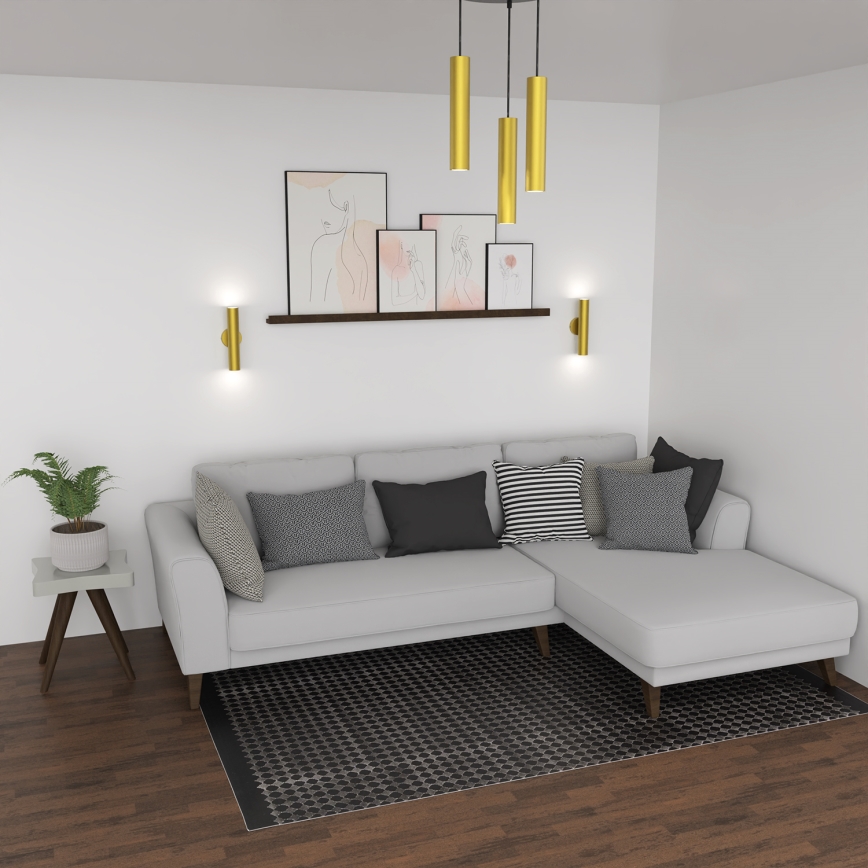 Lestenec na vrvici RAITO 3xGU10/8W/230V medenina