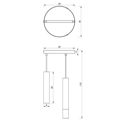 Lestenec na vrvici RAITO 3xGU10/8W/230V medenina