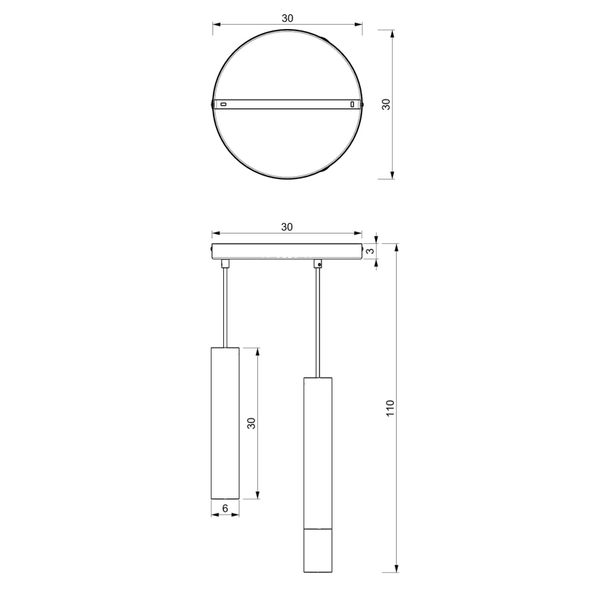 Lestenec na vrvici RAITO 3xGU10/8W/230V medenina