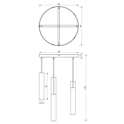 Lestenec na vrvici RAITO 6xGU10/8W/230V črna