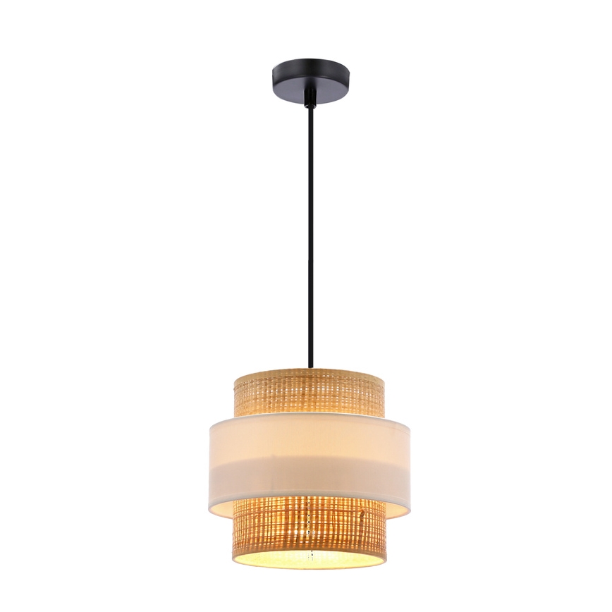 Lestenec na vrvici RATTAN 1xE27/40W/230V bela/rjava
