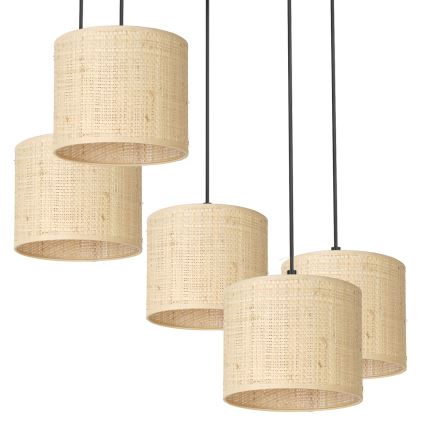 Lestenec na vrvici RATTAN 5xE27/60W/230V ratan