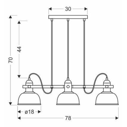 Lestenec na vrvici RENO 3xE27/40W/230V črna/rjava