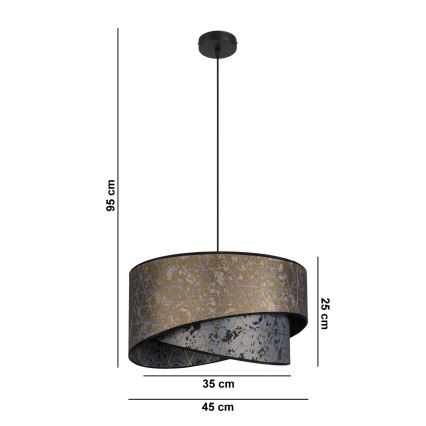 Lestenec na vrvici REZO 1xE27/60W/230V siv/zlat