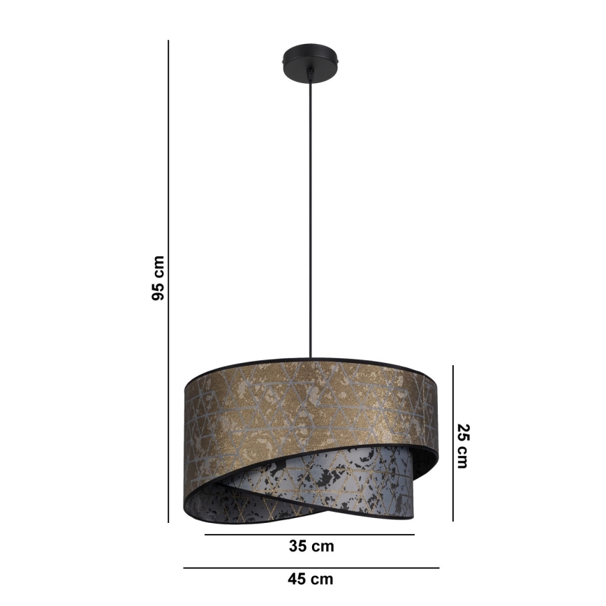 Lestenec na vrvici REZO 1xE27/60W/230V siv/zlat