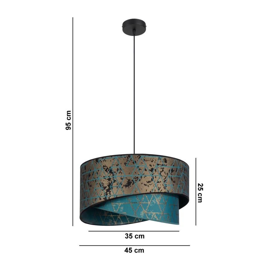 Lestenec na vrvici REZO 1xE27/60W/230V turkizna/zlata